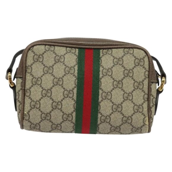 GUCCI GG Supreme Web Sherry Line Shoulder Bag PVC Brown Gold Auth - Picture 3 of 16